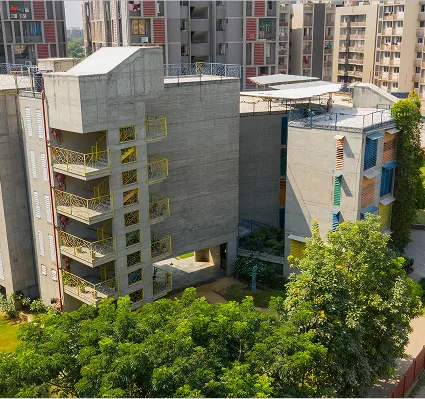Exterior View of Modern School Campus Infrastructure