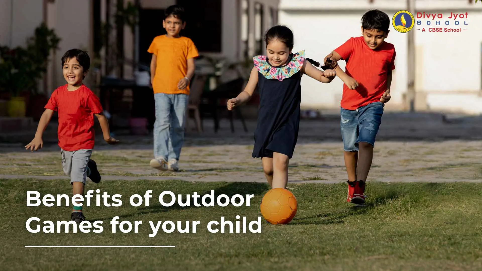 Divya Jyot School kids playing outdoor football games in Shilaj Ahmedabad