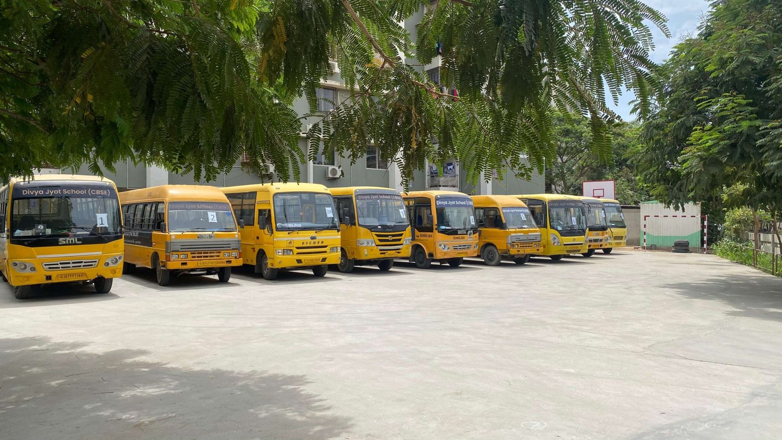 Buses Parked in School