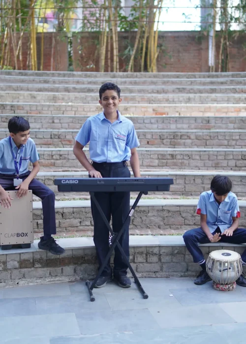 Schoolboys Playing Musical Instruments
